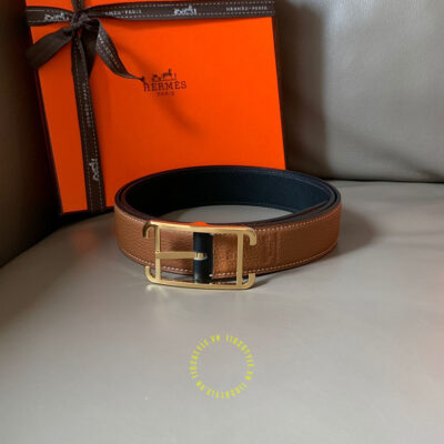 Thắt lưng Hermes 2 mặt nâu đen Like Auth