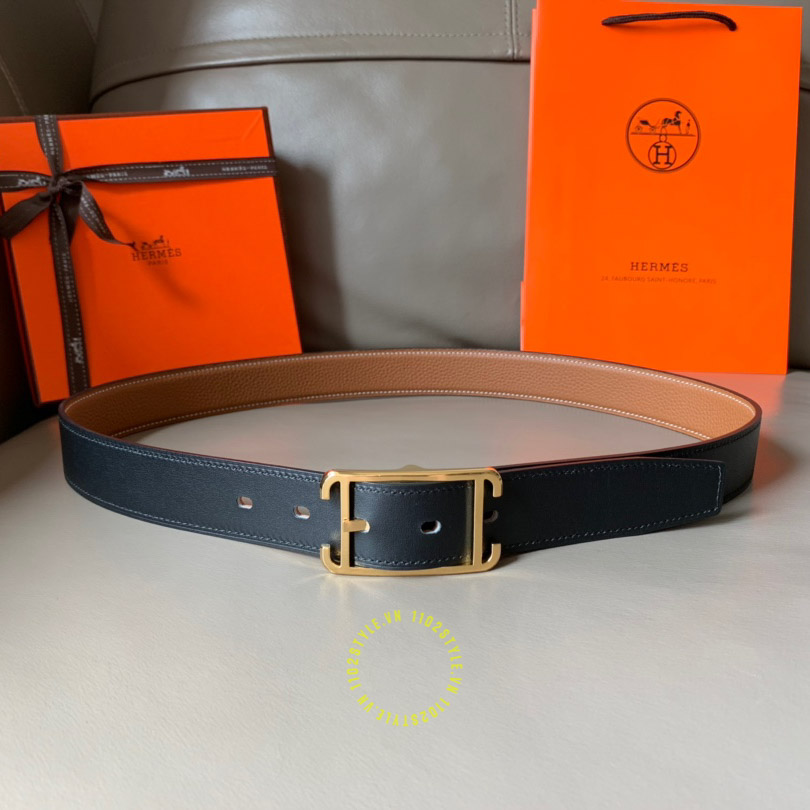 Độ hoàn thiện của thắt lưng Hermes 2 mặt nâu đen Like Auth