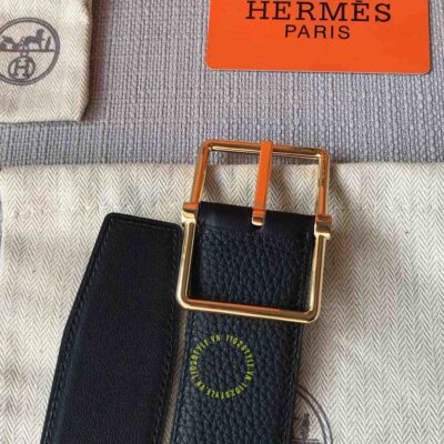 Thắt lưng Hermes khóa vàng dây đen Like Auth