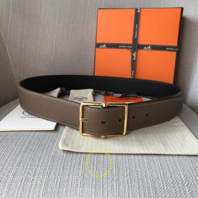 Thắt lưng Hermes khóa vàng dây nâu Like Auth