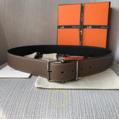 Thắt lưng Hermes khóa xỏ kim dây nâu Like Auth
