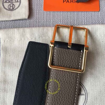 Thắt lưng Hermes khóa vàng dây nâu Like Auth