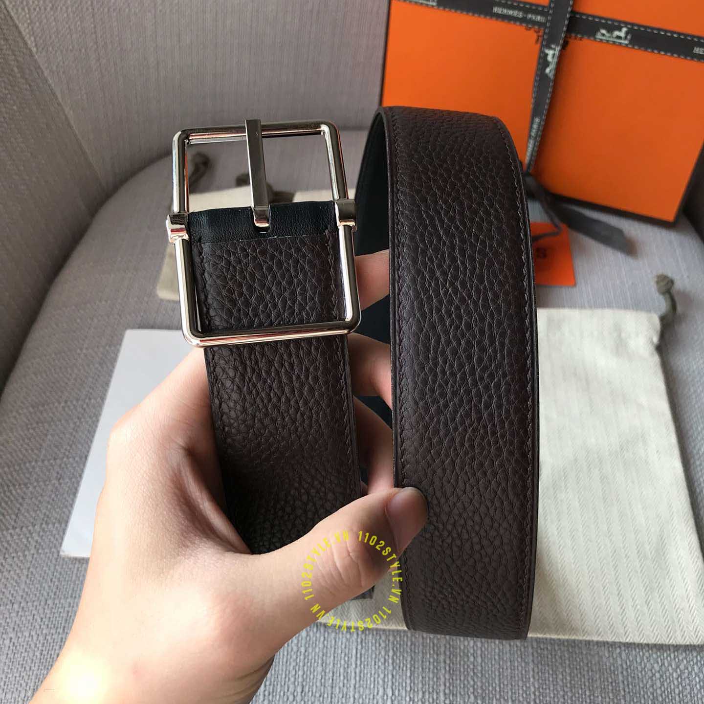Độ hoàn thiện của thắt lưng Hermes khóa ghi dây đen Like Auth