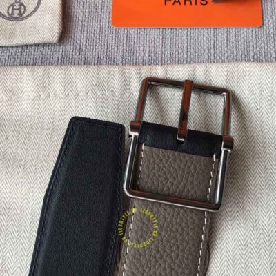 Thắt lưng Hermes khóa xỏ kim dây nâu Like Auth