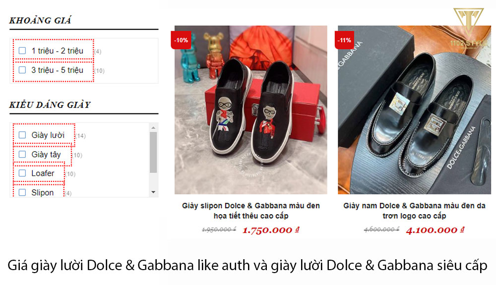 Giá giày lười Dolce & Gabbana like auth và giày lười Dolce & Gabbana siêu cấp là bao nhiêu?, dolce & gabbana giày lười