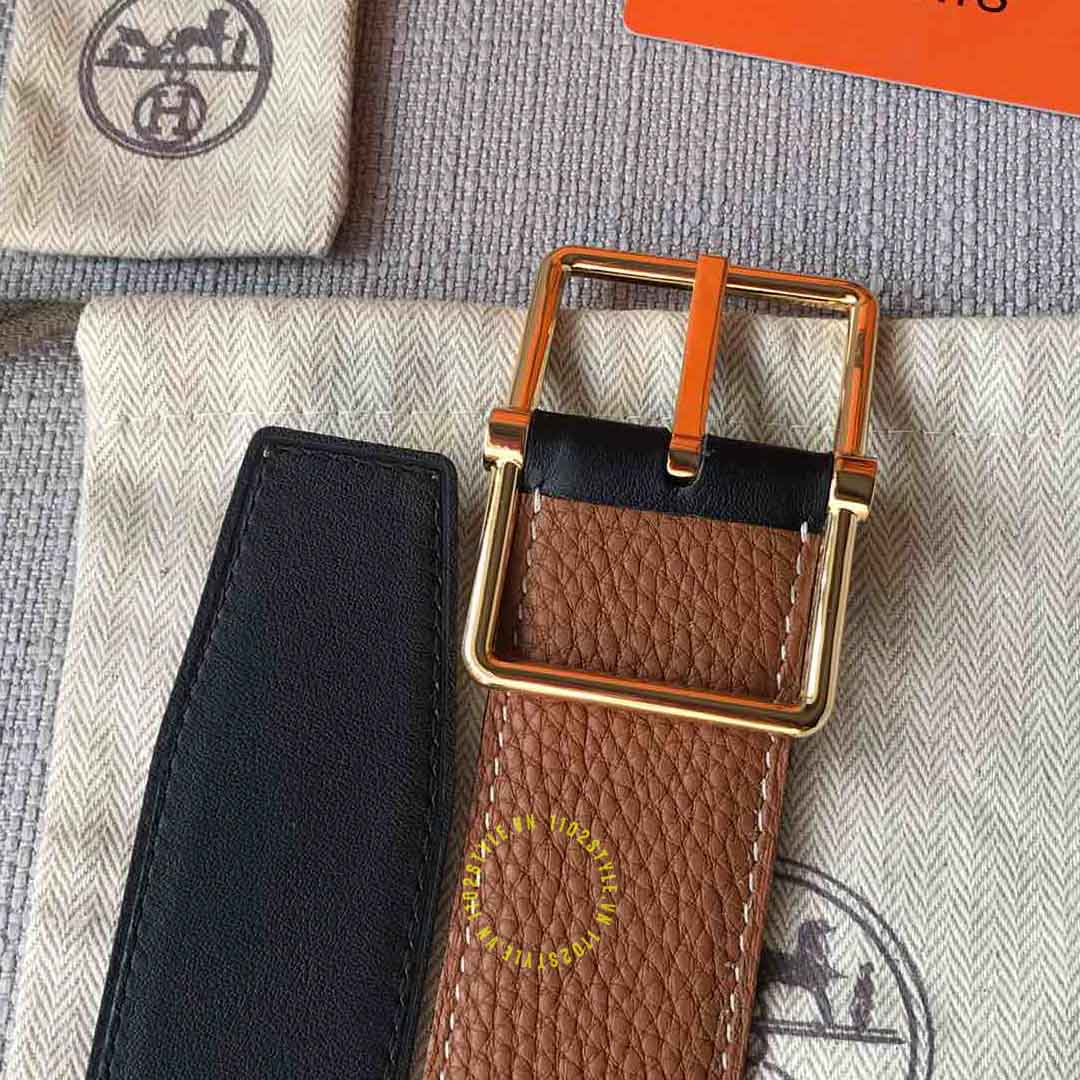 Độ hoàn thiện của thắt lưng Hermes da nâu Like Auth