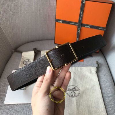 Thắt lưng Hermes dây đen khóa vàng Like Auth