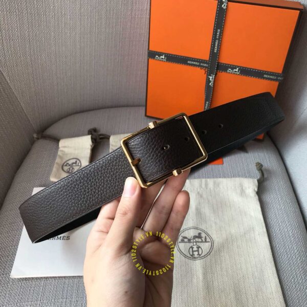 Thắt lưng Hermes dây đen khóa vàng Like Auth