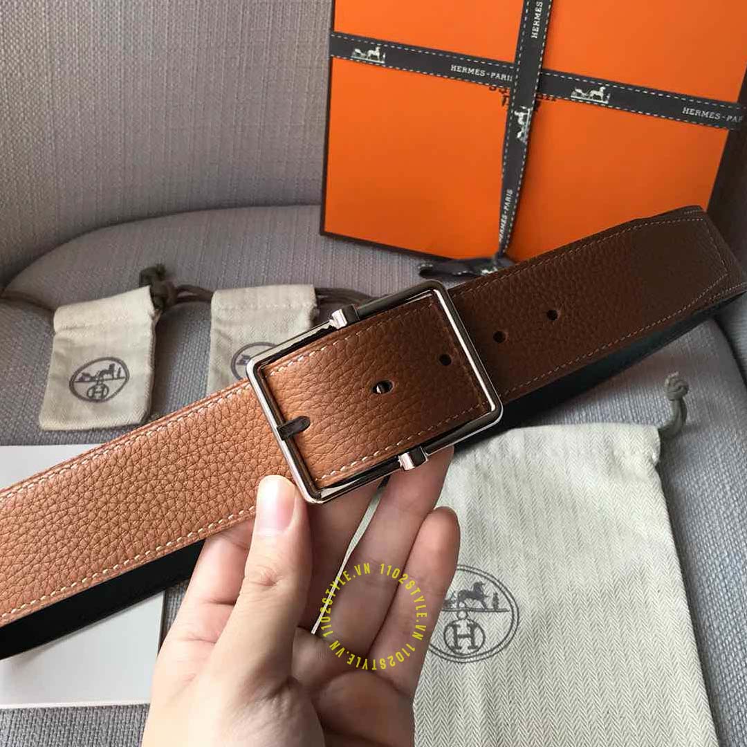 Thắt lưng Hermes dây nâu sần Like Auth sở hữu thiết kế tối giản