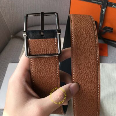 Độ hoàn thiện của thắt lưng Hermes dây nâu sần Like Auth