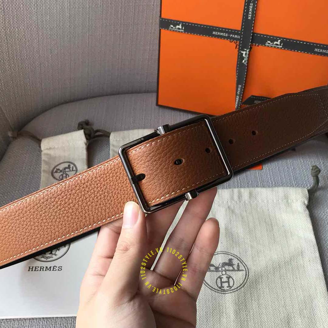 Thắt lưng Hermes dây nâu sần Like Auth sở hữu thiết kế tối giản
