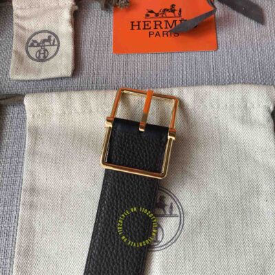 Thắt lưng Hermes dây đen khóa vàng Like Auth