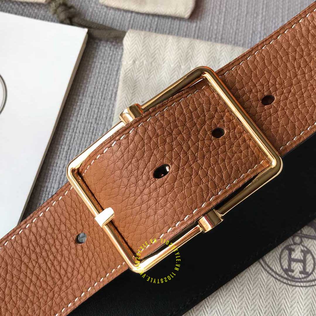 Thắt lưng Hermes da nâu Like Auth thiết kế tối giản