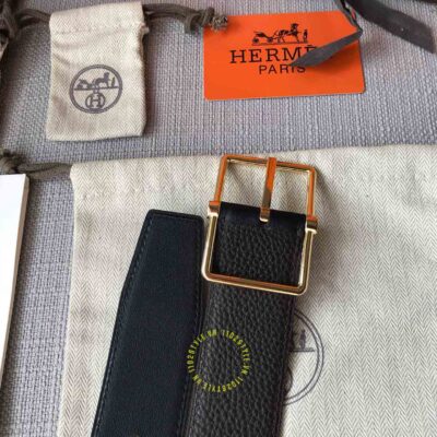 Độ hoàn thiện của thắt lưng Hermes dây đen khóa vàng Like Auth