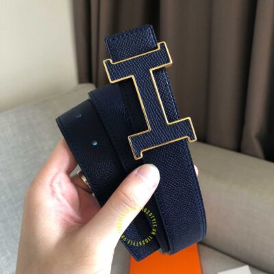 Thắt lưng Hermes Like Auth 2 mặt xanh đen