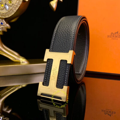 Thắt lưng Hermes khóa vàng da sần Like Auth