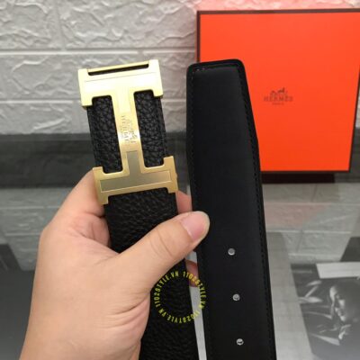 Thắt lưng Hermes Like Auth khóa vàng dây đen