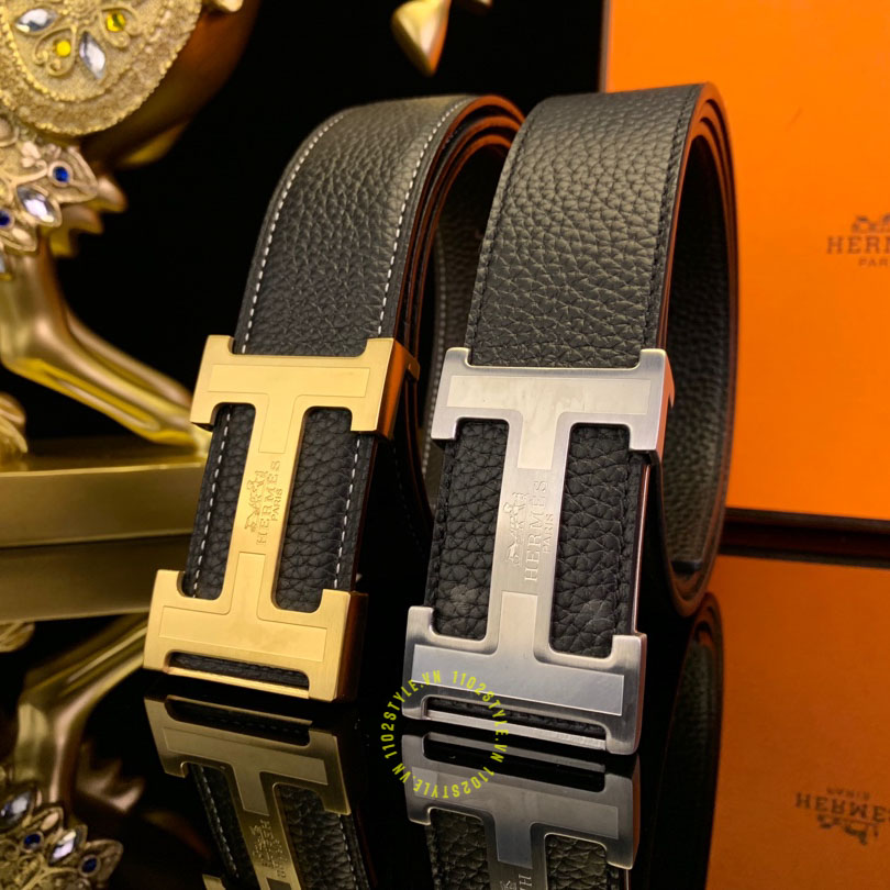 Độ hoàn thiện của thắt lưng Hermes khóa vàng da sần Like Auth