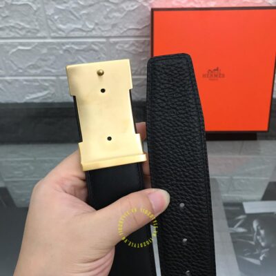 Thắt lưng Hermes Like Auth khóa vàng dây đen
