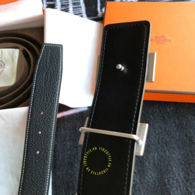 Thắt lưng Hermes Like Auth khóa bấm dây đen