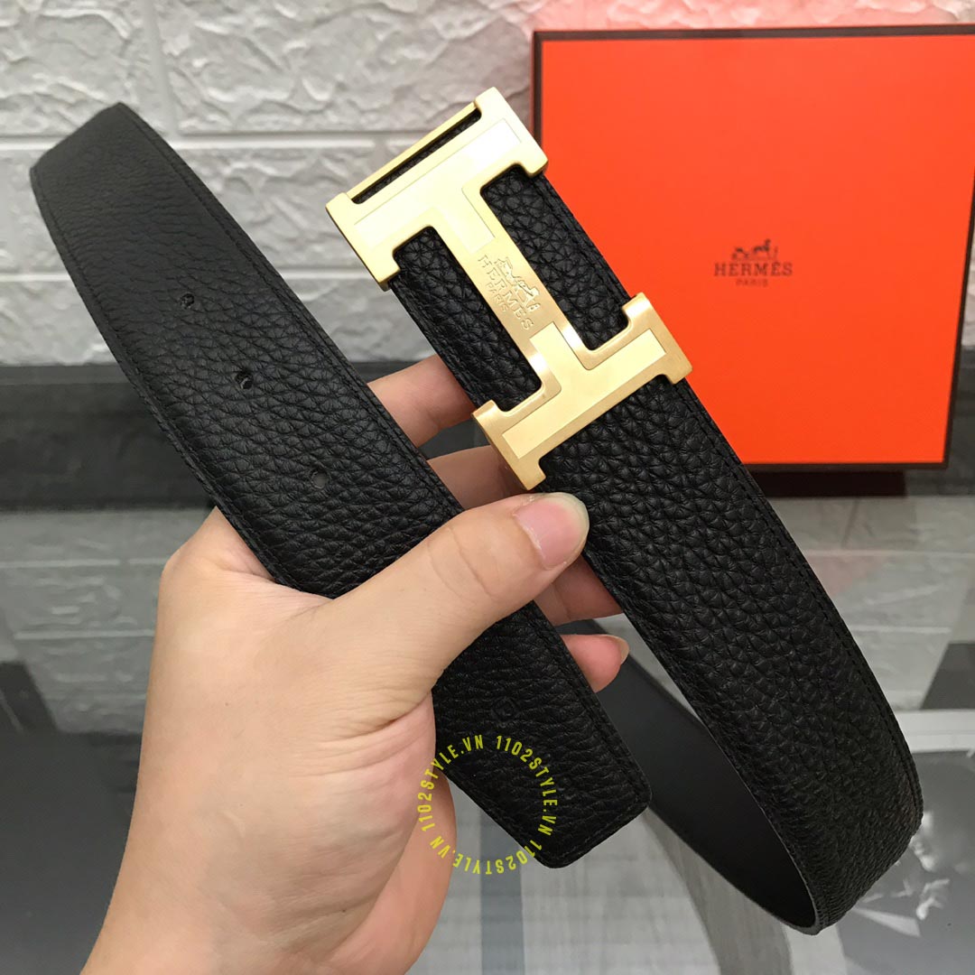 Nhận xét về độ hoàn thiện của thắt lưng Hermes Like Auth khóa vàng dây đen