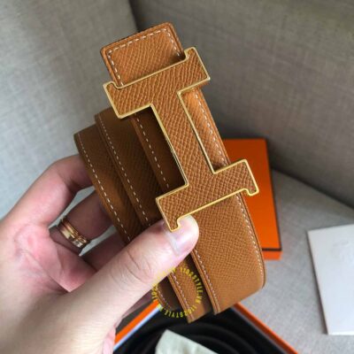 Thắt lưng Hermes Like Auth 2 mặt nâu ghi