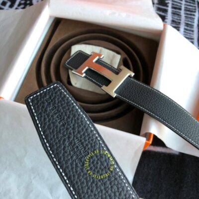 Thắt lưng Hermes Like Auth khóa bấm dây đen