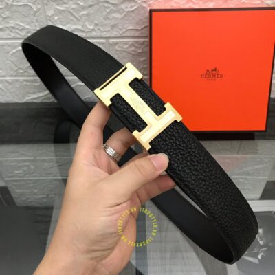 Thắt lưng Hermes Like Auth khóa vàng dây đen