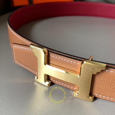 Thiết kế của thắt lưng Hermes nâu đỏ đô Like Auth