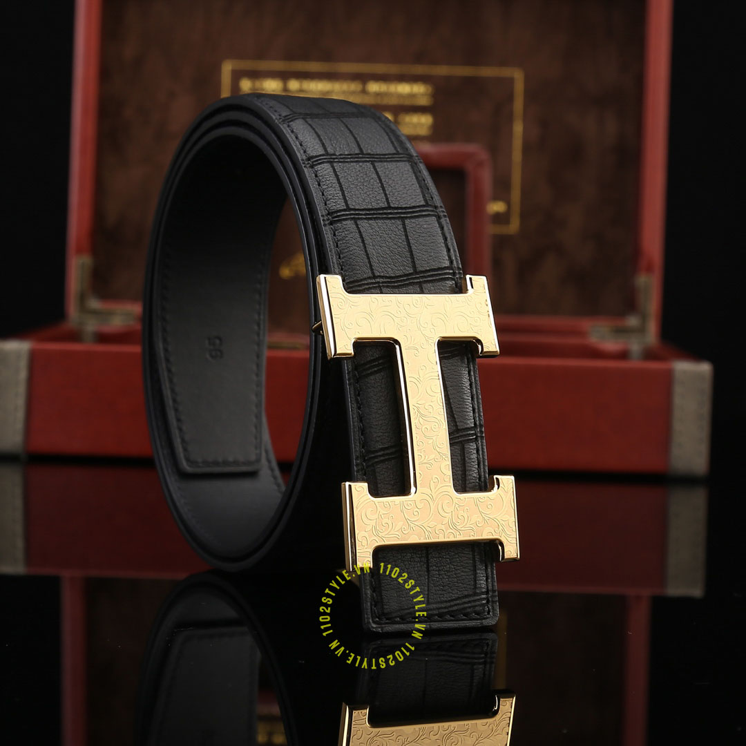 Độ hoàn thiện của thắt lưng Hermes khóa vàng họa tiết Like Auth