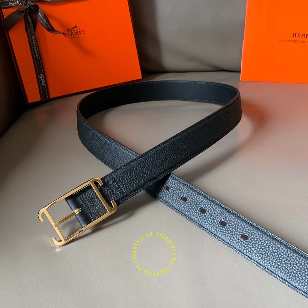 Độ hoàn thiện của thắt lưng Hermes 2 dây đen Like Auth