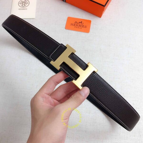 Thắt lưng Hermes da đen khóa vàng Like Auth