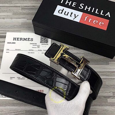 Thắt lưng Hermes khóa vàng họa tiết Like Auth