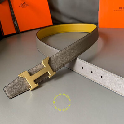 Độ hoàn thiện của thắt lưng Hermes vàng nâu Like Auth