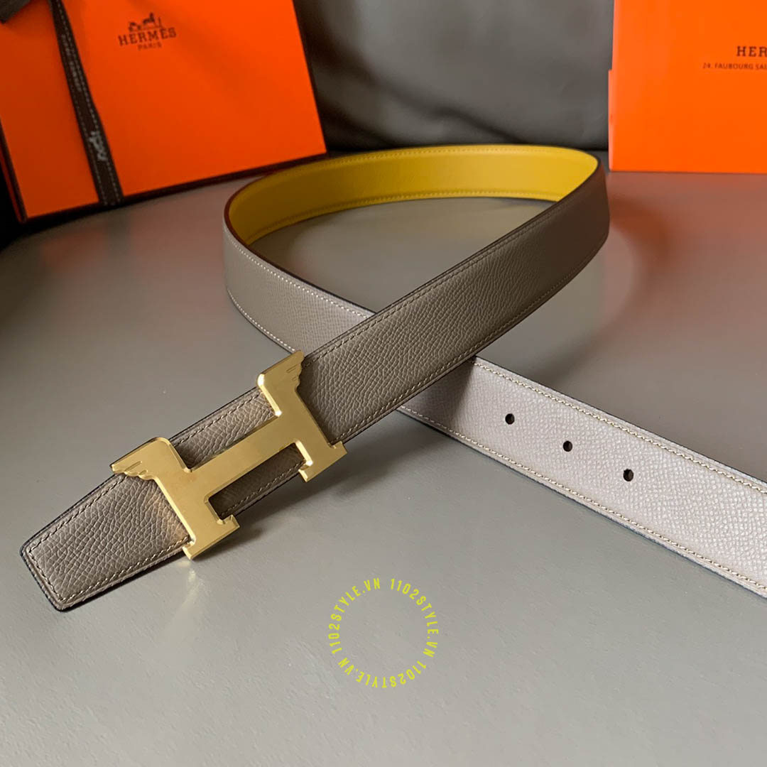 Độ hoàn thiện của thắt lưng Hermes vàng nâu Like Auth