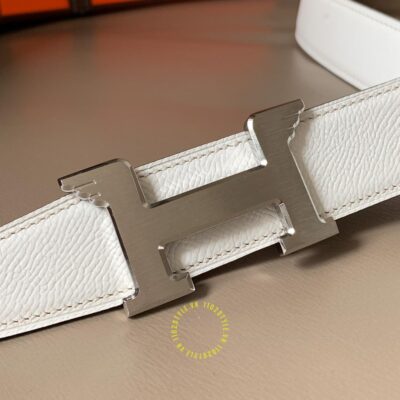 Thiết kế của thắt lưng Hermes trắng nâu Like Auth