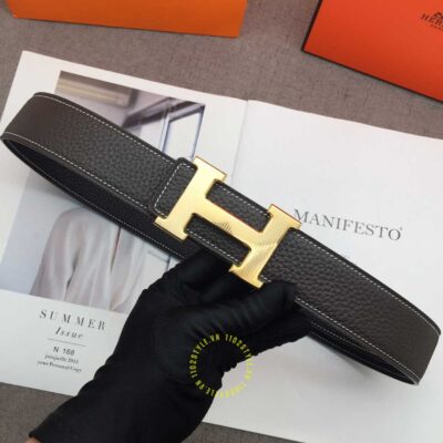 Thắt lưng nam Hermes da đen sần Like Auth