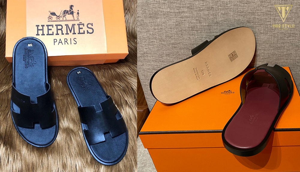 Phân biệt dép Hermes thật giả bằng cách kiểm tra logo của dép Hermes