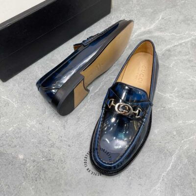 Giá của mẫu giày lười Gucci nam màu xanh da bóng like auth