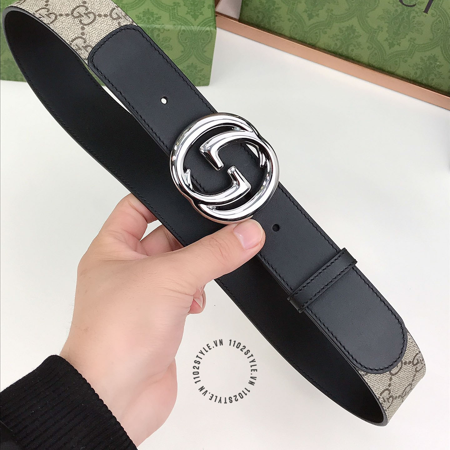 Chất liệu da cao cấp của thắt lưng Gucci nam