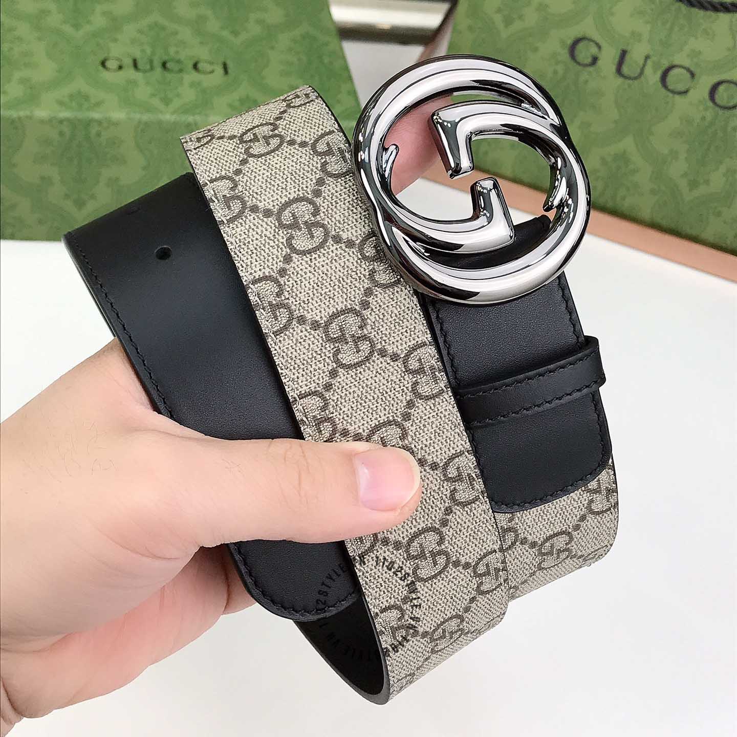 Chất liệu da thắt lưng Gucci nam phối màu siêu cấp 