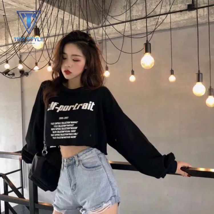 Croptop tay dài, quần short