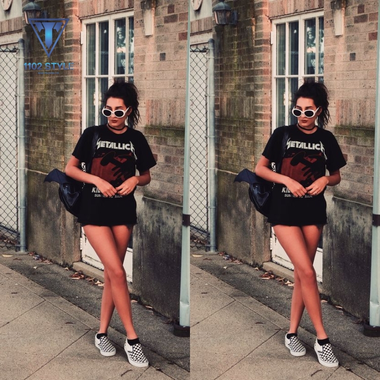 Phối giày lười với áo thun và quần short năng động
