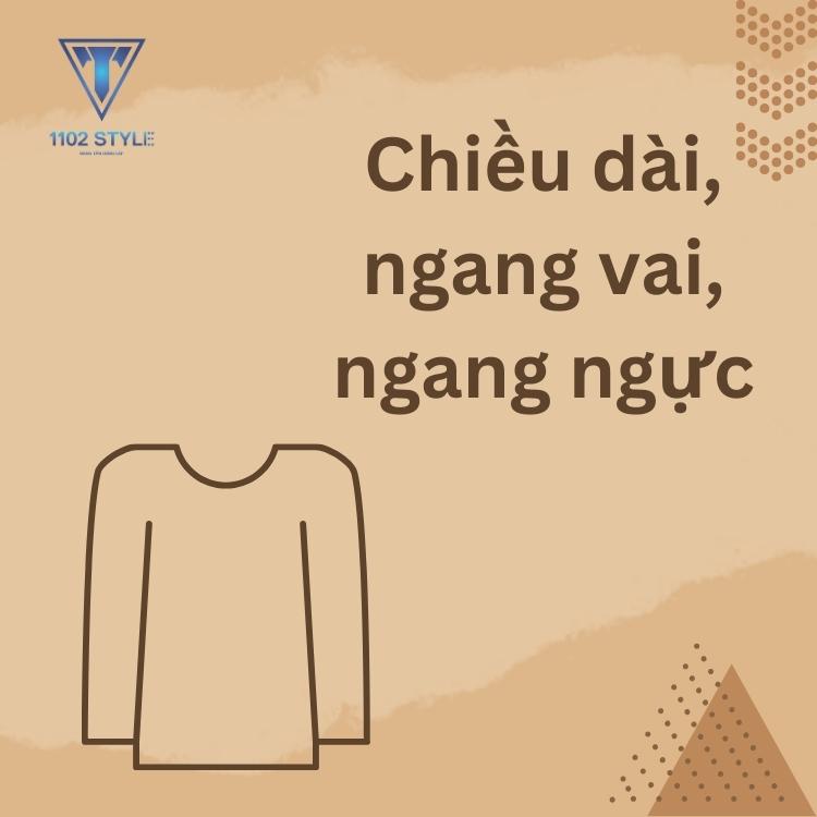 Chọn size áo theo chiều dài, ngang vai, ngang ngực
