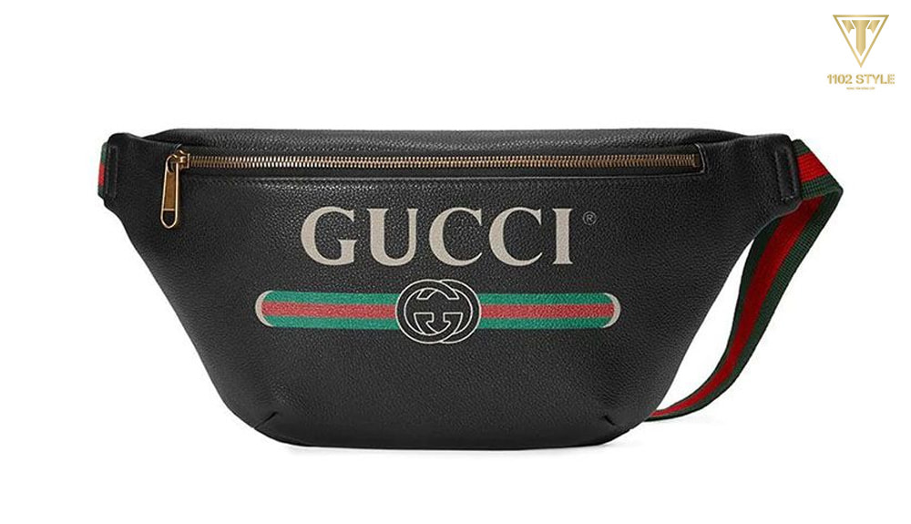 Túi Gucci đen nam Logo-Print Belt