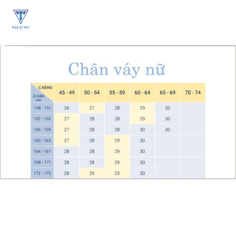 Cách chọn size chân váy theo chiều cao và cân nặng