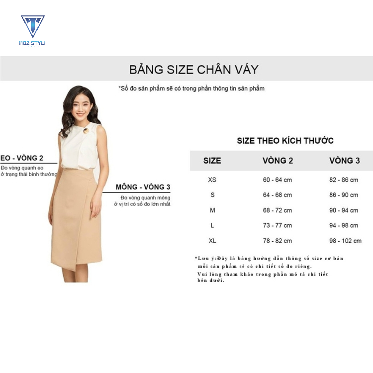 Bảng size chân váy Việt Nam